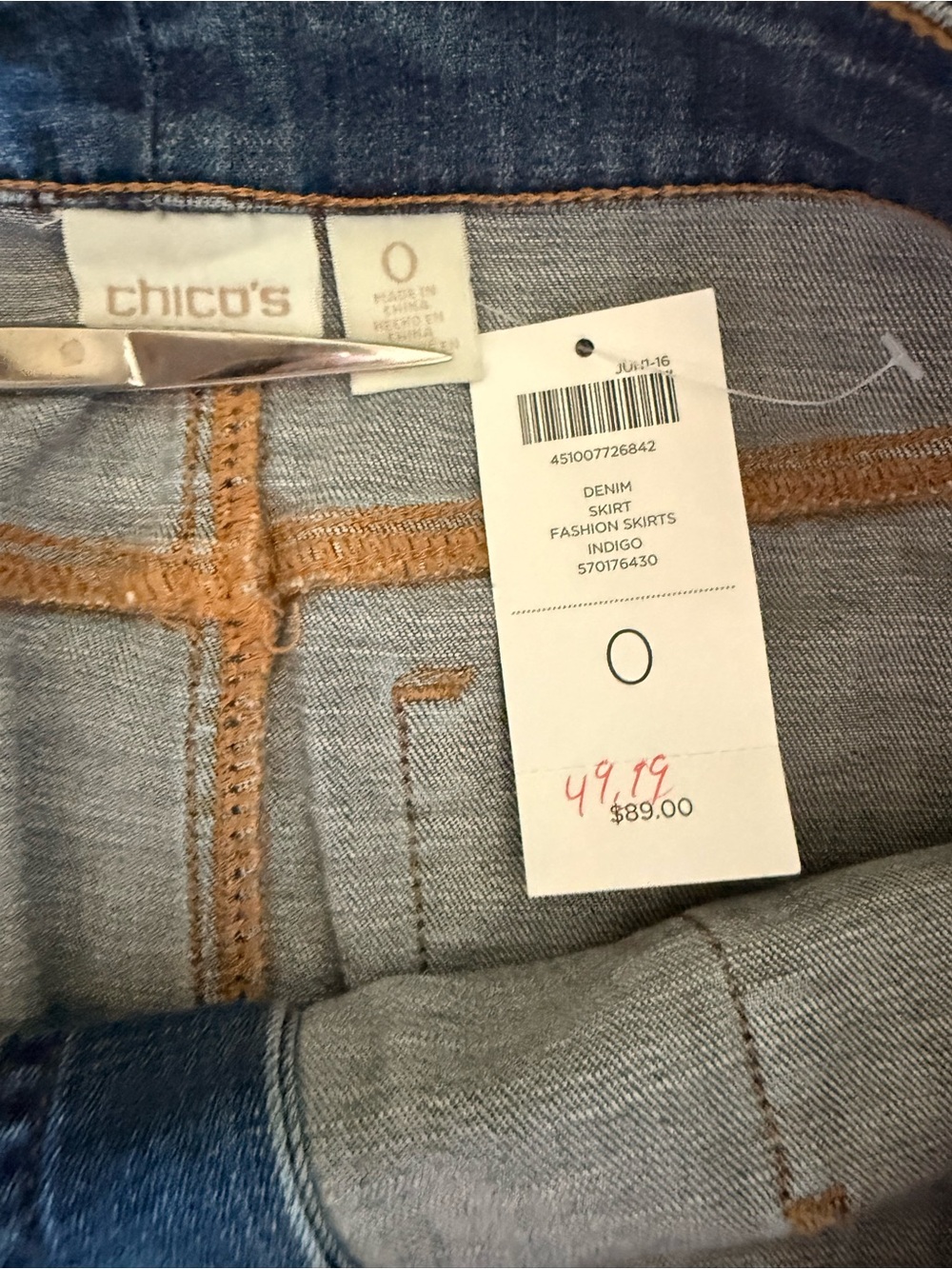 Chico's Blue Denim Button-Front Pencil Skirt - Picture 4 of 4